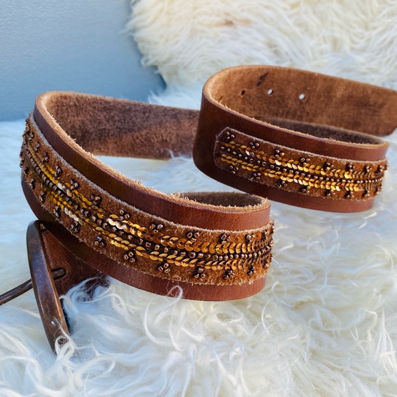 abercrombie kids Other - ABERCROMBIE kids brown leather beaded belt vintage y2k L/XL womens